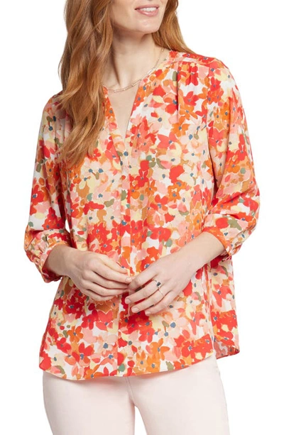 Shop Nydj High-low Crepe Blouse In Bayview