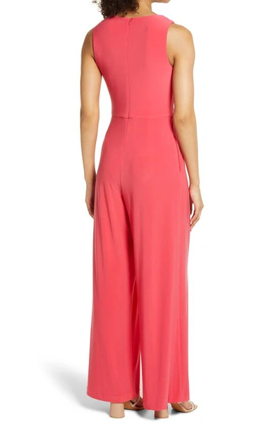 Shop Eliza J Ruched Waist Sleeveless Jumpsuit In Pink