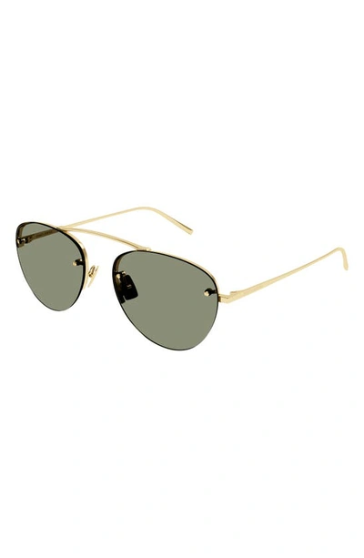 Saint Laurent 59mm Tinted Navigator Sunglasses In Gold
