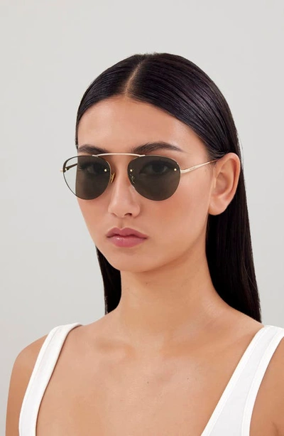 Saint Laurent 59mm Tinted Navigator Sunglasses In Gold