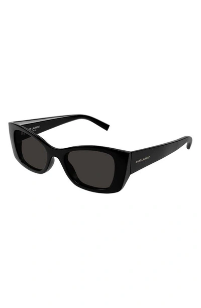 Saint Laurent Logo Injection Plastic Cat-eye Sunglasses In Black