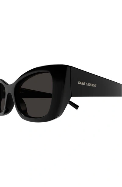 Saint Laurent Logo Injection Plastic Cat-eye Sunglasses In Black