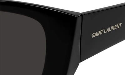 Saint Laurent Logo Injection Plastic Cat-eye Sunglasses In Black