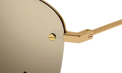 Saint Laurent Raised Ysl Metal Aviator Sunglasses In Bronze