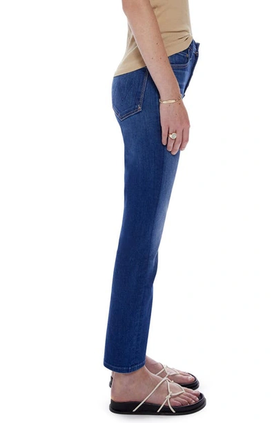 Shop Mother The Pixie Rider Exposed Button High Waist Ankle Straight Leg Jeans In Taxi!