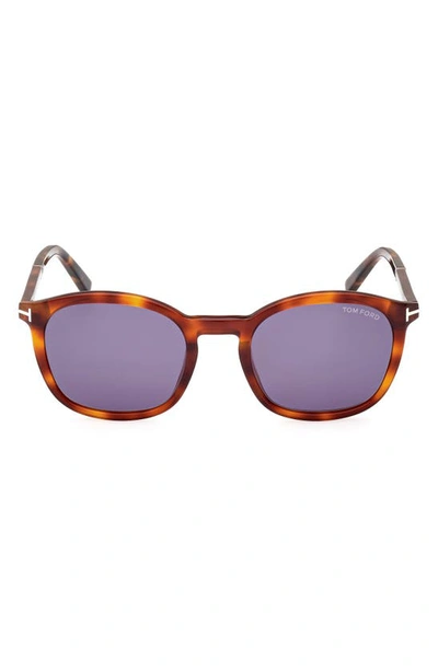 Shop Tom Ford Jayson 52mm Polarized Square Sunglasses In Shiny Blonde Havana / Blue