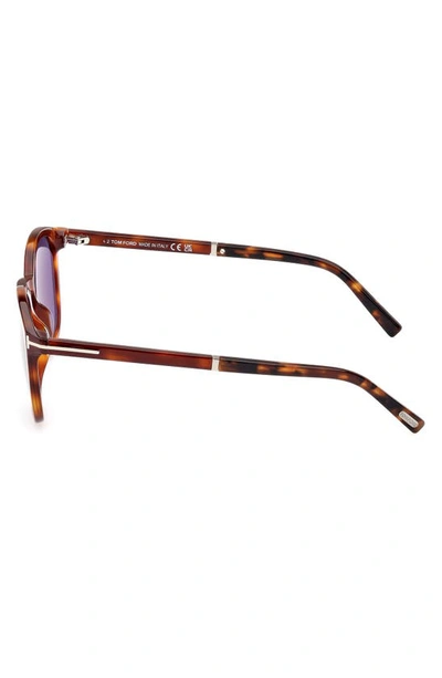 Shop Tom Ford Jayson 52mm Polarized Square Sunglasses In Shiny Blonde Havana / Blue