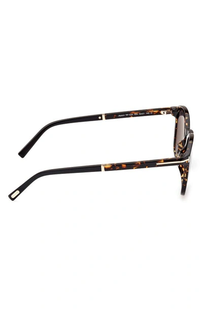 Shop Tom Ford Jayson 52mm Polarized Square Sunglasses In Shiny Havana Black / Smoke