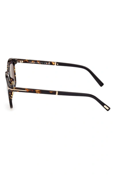Shop Tom Ford Jayson 52mm Polarized Square Sunglasses In Shiny Havana Black / Smoke