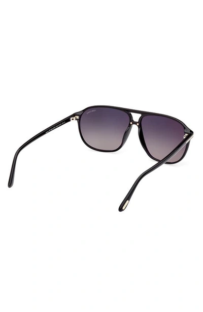 Shop Tom Ford Bruce 61mm Navigator Sunglasses In Shiny Black / Smoke