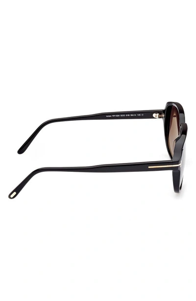 Shop Tom Ford Anton 59mm Square Sunglasses In Shiny Black / Gradient Brown