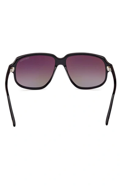 Shop Tom Ford Anton 59mm Square Sunglasses In Shiny Black / Gradient Brown