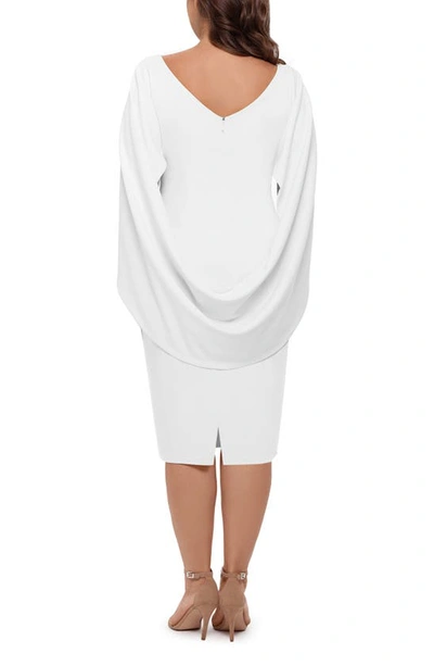 Betsy & Adam Short Scuba Crepe Drape Back Dress In White