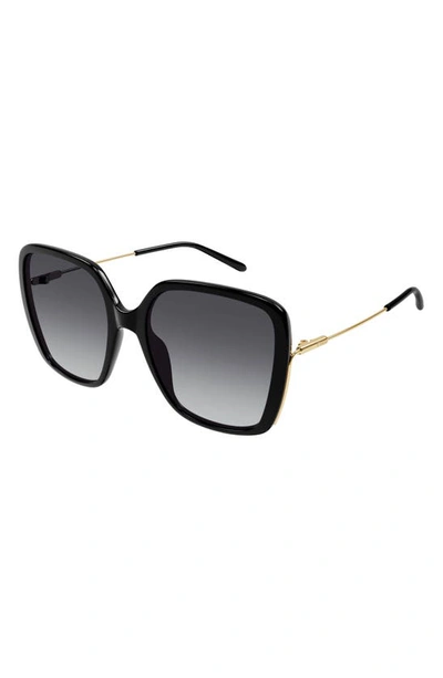 Shop Chloé 57mm Rectangular Sunglasses In Black