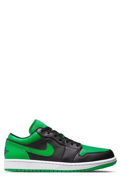 Shop Jordan Nike Air  1 Low Sneaker In Black/ Lucky Green/ White