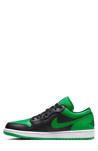 Shop Jordan Nike Air  1 Low Sneaker In Black/ Lucky Green/ White