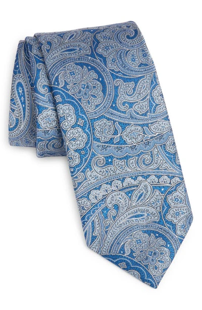 Shop David Donahue Paisley Silk Tie In Sky