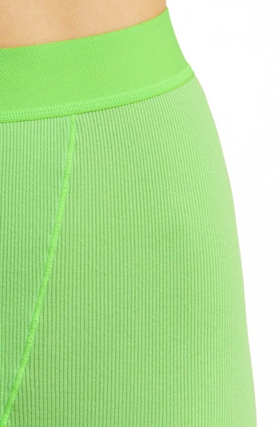 Shop Skims Stretch Cotton Rib Leggings In Neon Green