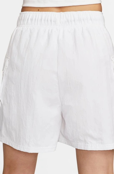 Shop Nike Sportswear Essential Woven High Waist Shorts In White/ Black