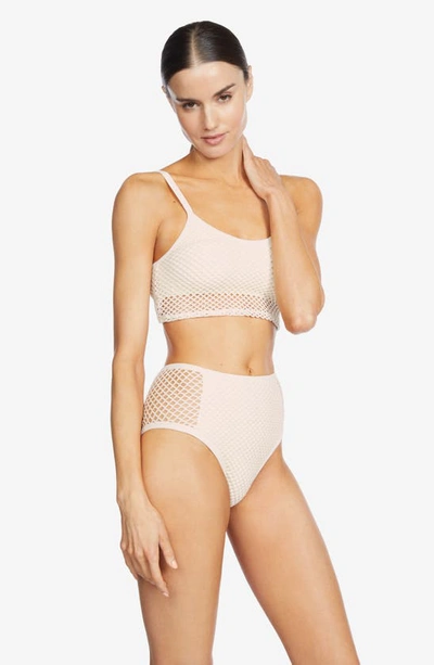 Shop Robin Piccone Pua High Waist Bikini Bottoms In Ecru