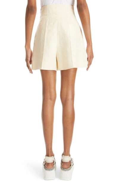 Shop Chloé Vertical Linen Shorts In Coconut Milk
