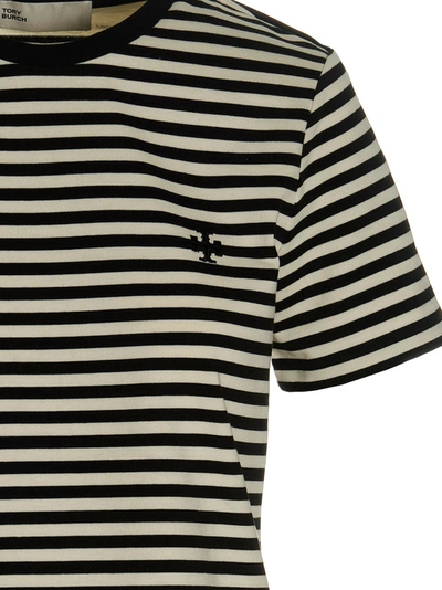 Shop Tory Burch Stripes T-shirt In White/black