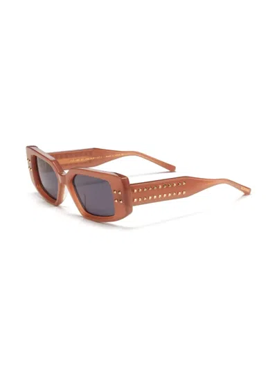 Valentino Eyewear Rectangular Frame Sunglasses In Pink