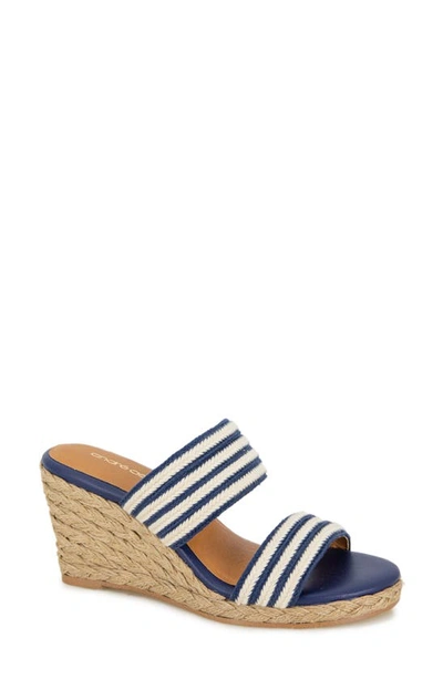 Shop Andre Assous Nitra Wedge Sandal In Navy/ Natural