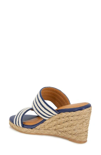 Shop Andre Assous Nitra Wedge Sandal In Navy/ Natural