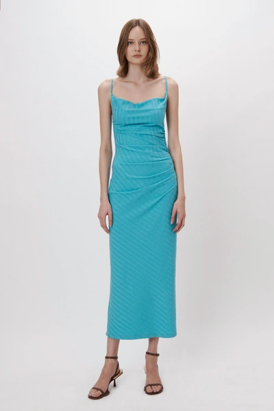 Shop Jonathan Simkhai Annalyse Dress In Vivid Turquoise