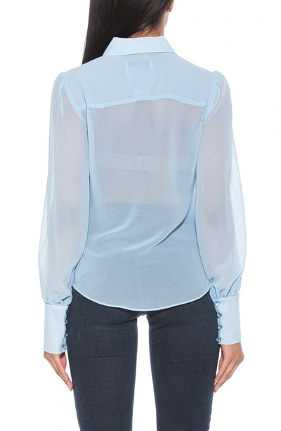 Shop Alexia Admor Zayn Blouson Sleeve Button-up Shirt In Halogen Blue