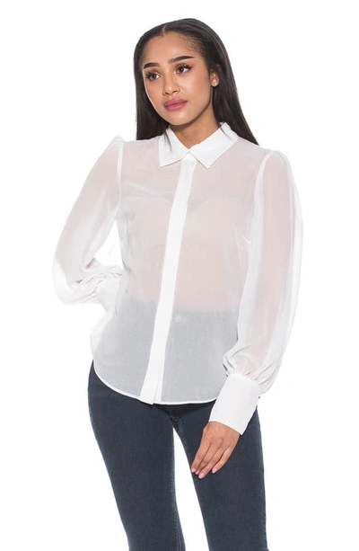 Alexia Admor Zayn Blouson Sleeve Button-up Shirt In Ivory