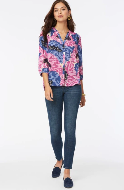 Shop Nydj High-low Crepe Blouse In Coquette
