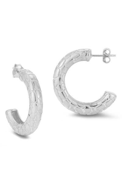 Shop Chloe & Madison Pebble Hoop Earrings In Silver