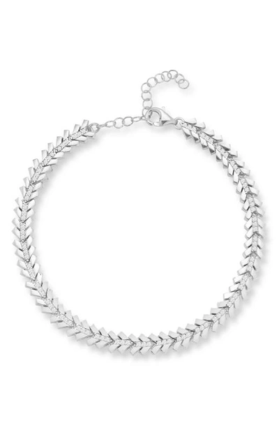 Shop Chloe & Madison Cz Chevron Link Bracelet In Silver