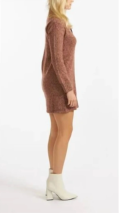 Shop Monrow Marled Wool Cashmere Half Zip Sweater Dress In Brown