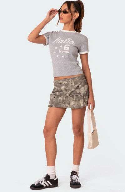 Edikted Kyle Athletic Ringer Cotton Graphic T-shirt In Gray-melange