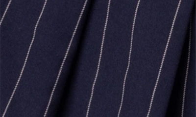 Edikted Pinstripe Pleated Low Rise Miniskirt In Navy