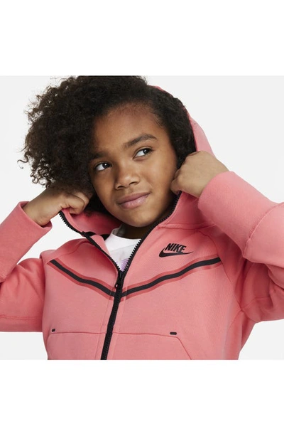 Shop Nike Kids' Sportswear Tech Fleece Zip Hoodie In Sea Coral/ Black