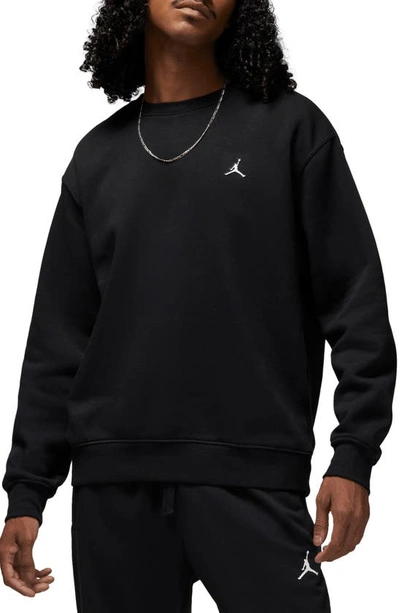 Shop Jordan Fleece Crewneck Sweatshirt In Black/ White