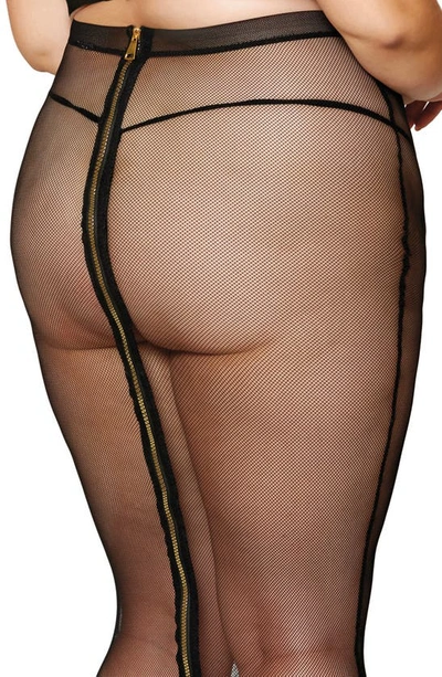 Shop Dreamgirl Wireless Stretch Fishnet Bra & Slip Skirt Set In Black
