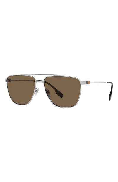 Shop Burberry Blaine 61mm Pilot Sunglasses In Silver