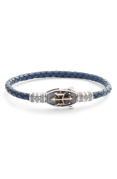 Shop Konstantino Perseus Braided Leather Bracelet In Blue
