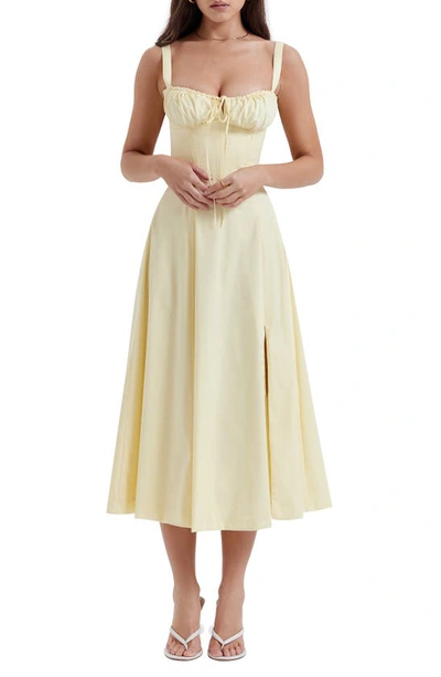House Of Cb Carmen Floral Bustier Sundress In Butter Cup