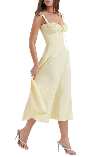 House Of Cb Carmen Floral Bustier Sundress In Butter Cup