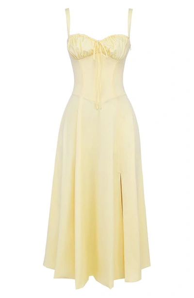 House Of Cb Carmen Floral Bustier Sundress In Butter Cup