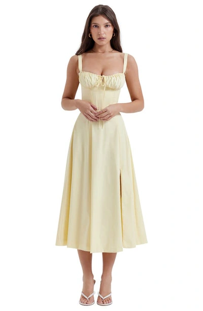 House Of Cb Carmen Floral Bustier Sundress In Butter Cup