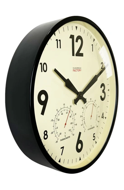 Shop Cloudnola Factory Outdoor Wall Clock & Weather Station In Black