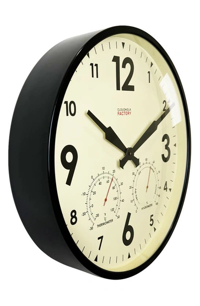 Cloudnola Factory Outdoor Wall Clock & Weather Station In Black