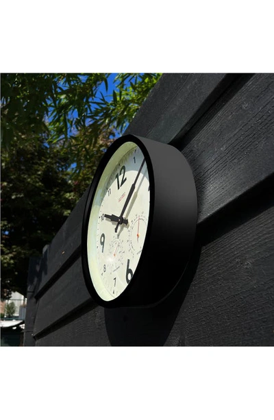 Cloudnola Factory Outdoor Wall Clock & Weather Station In Black